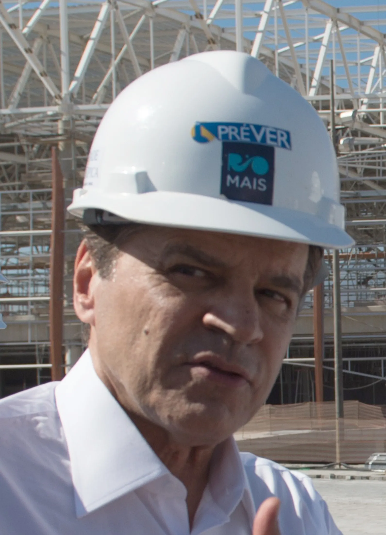 Henrique Eduardo Alves visits the construction site of the Olympic Park in June 2015.
