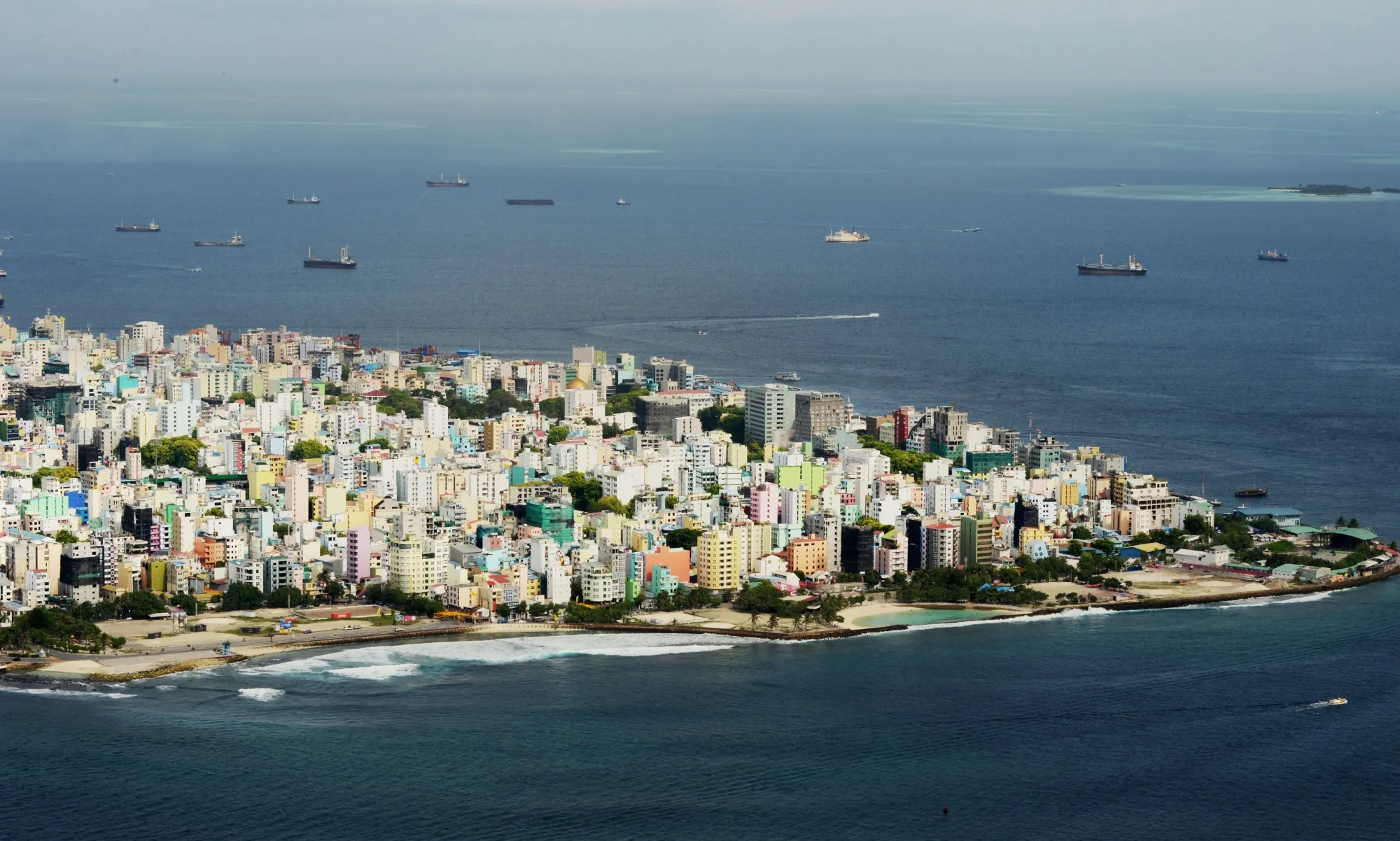 Buildings in Malé, capital of the Maldives.