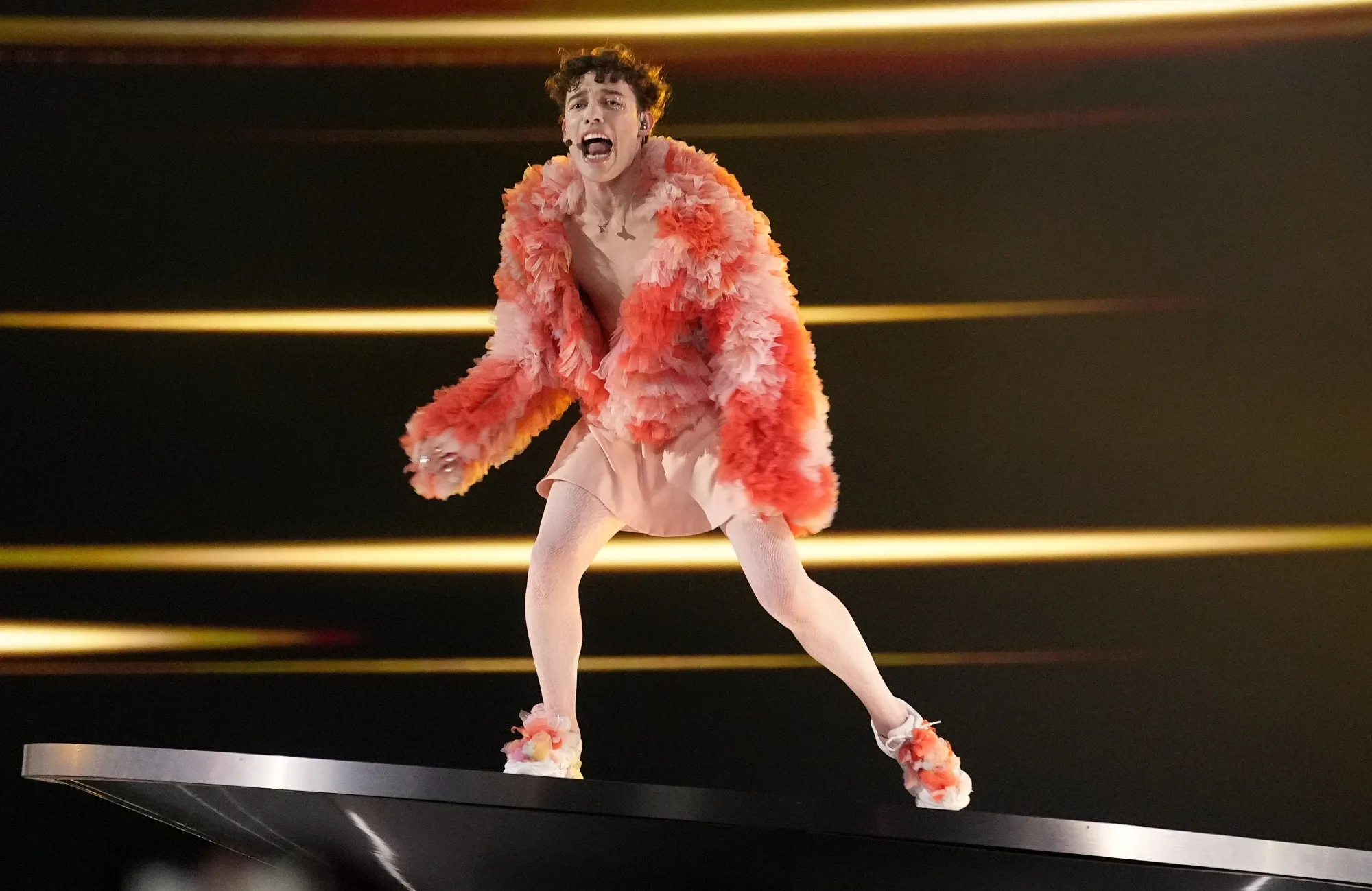 Nemo performs during the Grand Final of the Eurovision Song Contest. 
