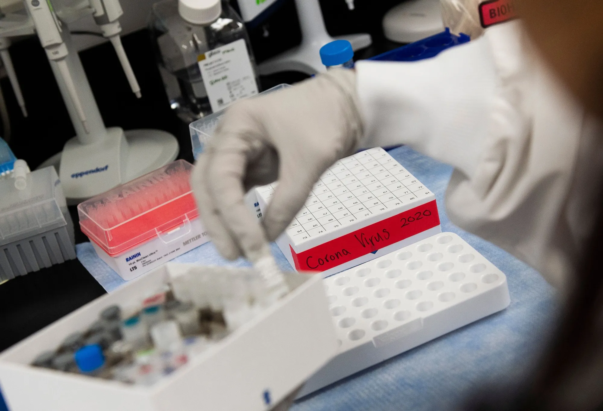 A&nbsp;vial with a potential coronavirus, COVID-19, vaccine at a laboratory in Rockville, Maryland.