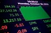 A monitor displays stock market information on the floor of the New York Stock Exchange (NYSE) in New York, U.S., on Monday, Oct. 28, 2019. Richard Branson's Virgin Galactic Holdings Inc. became the first space-tourism business to go public as it began trading Monday on the New York Stock Exchange with a market value of about $1 billion.