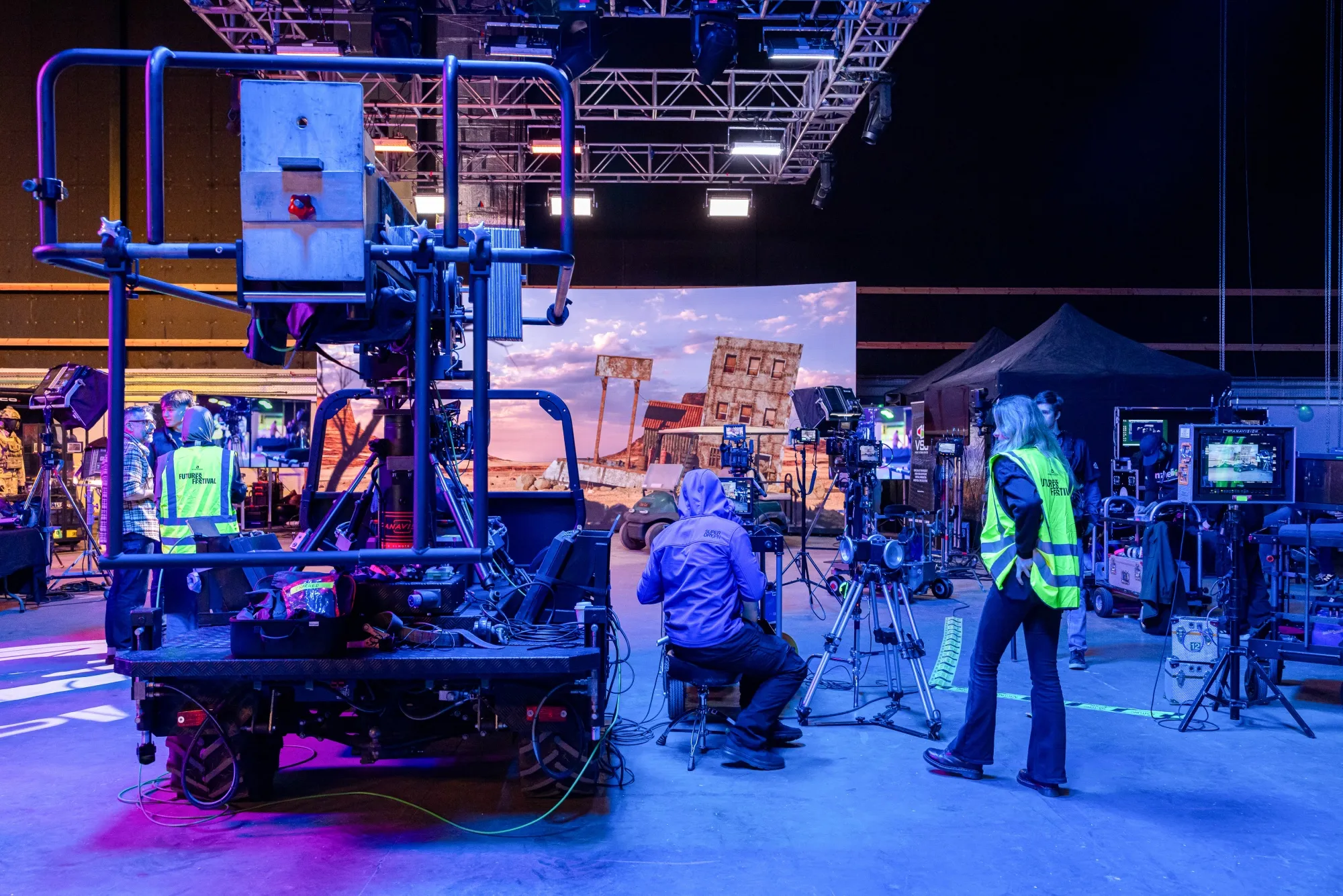 A filming stage at Pinewood Studios in Iver Heath, UK.