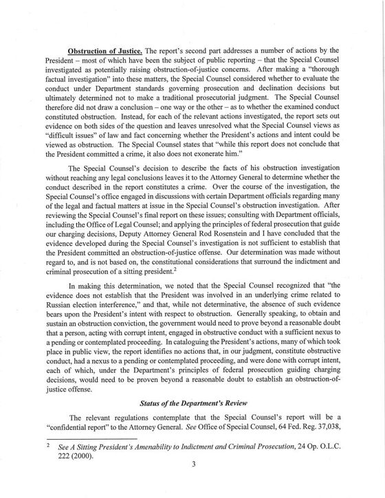 Read Barr’s Letter to Congress Summarizing the Mueller Report Here