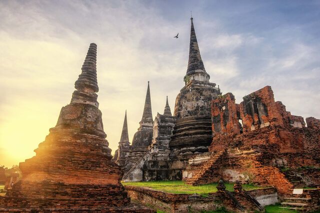 Temple stupas in Ayutthaya's historical park