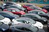 Tesla Inc. vehicles to be shipped sit in a parking lot at the Port Of San Francisco in San Francisco, California, U.S., on Thursday, Feb. 7, 2019. Tesla Inc. is loading as many Model 3 sedans as it can onto vessels destined for China ahead of March 1, when a trade-war truce between presidents Donald Trump and Xi Jinping is scheduled to expire.