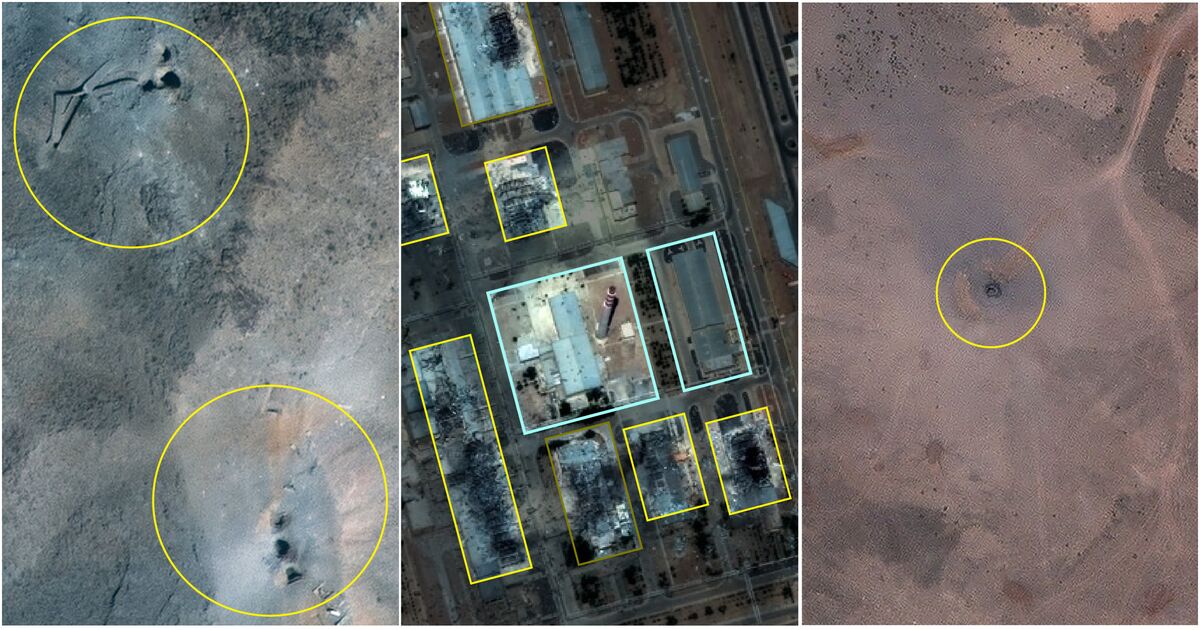 Satellite imagery of damaged Iranian nuclear sites