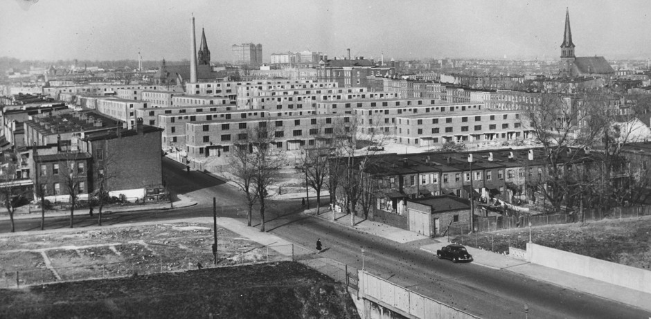 Gilmor Homes under construction in 1942. The public housing project consumed several blocks of West Baltimore. It's set to be partially demolished next year. 