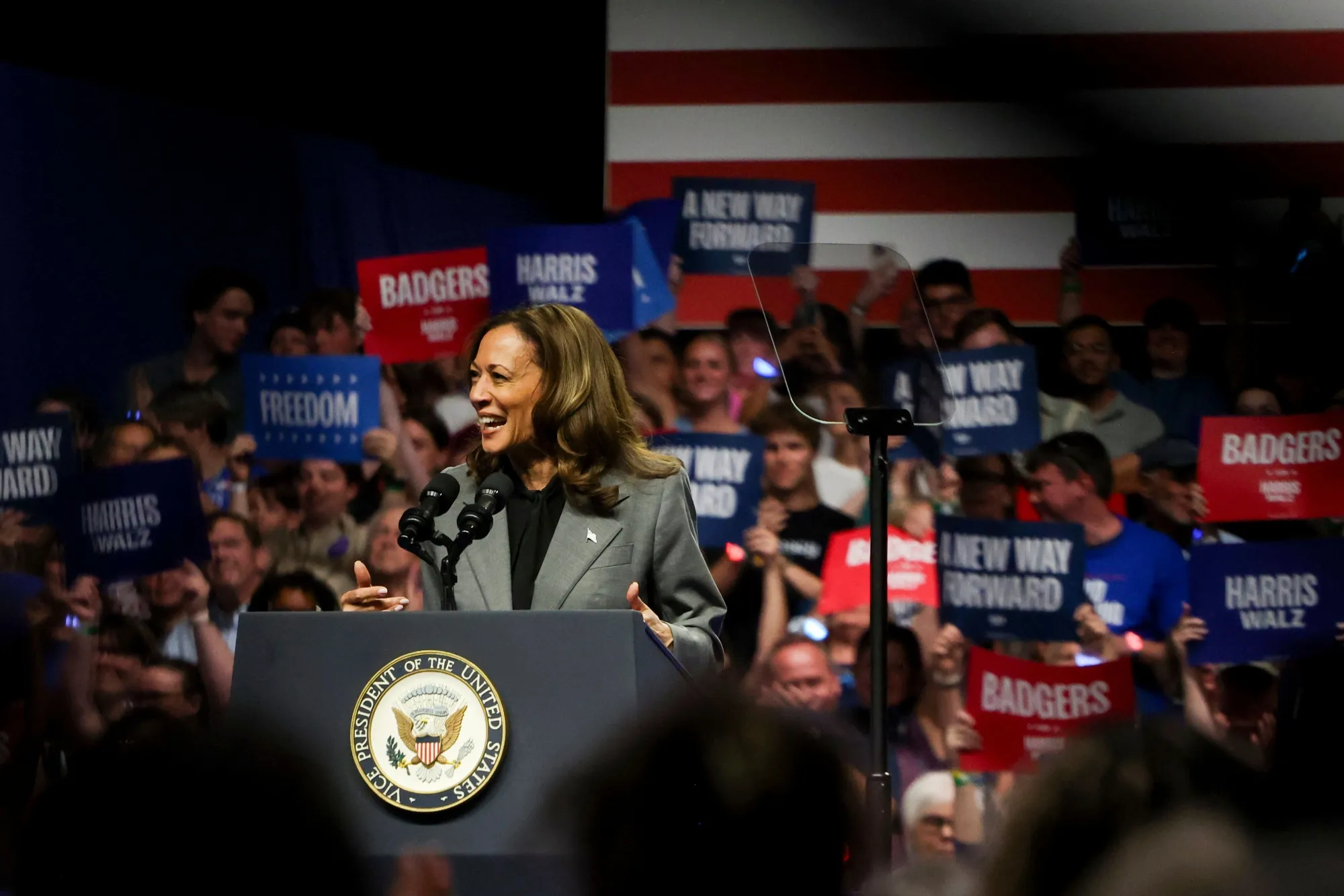 Kamala Harris during a campaign event in Madison, Wisconsin, on&nbsp;Sept. 20.
