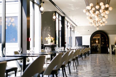 The bar and lounge at La Sirena, a new restaurant in the Maritime Hotel, from Mario Batali and Joe Bastianich.