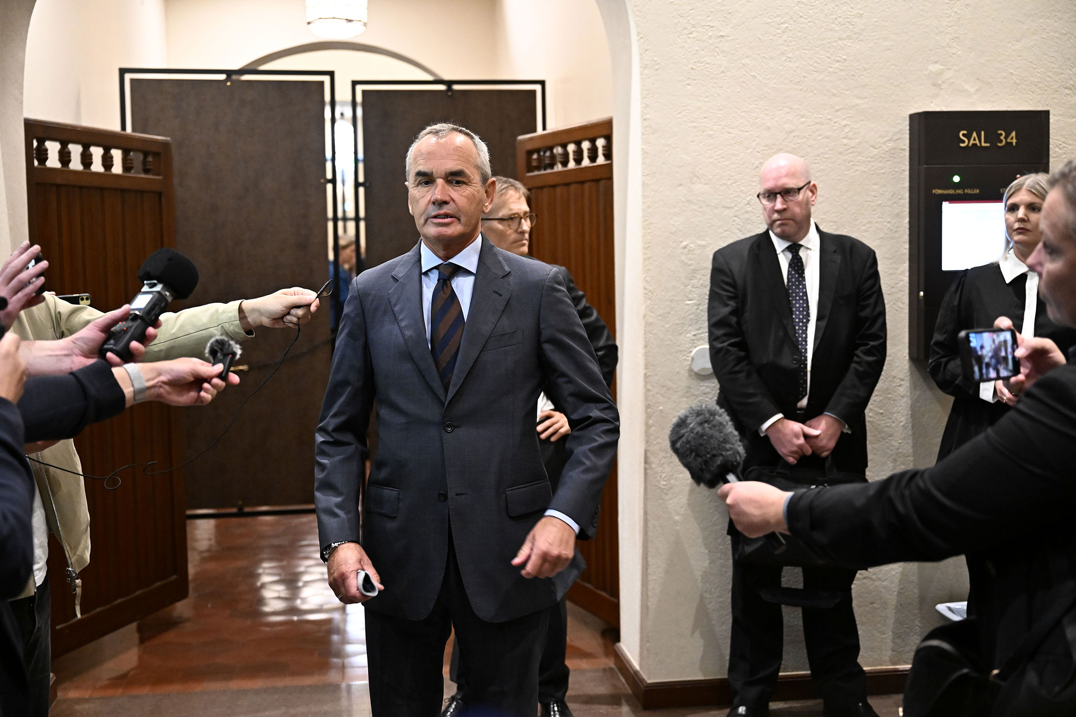 Former Lundin Oil Chairman Ian Lundin outside a courtroom in Stockholm. 