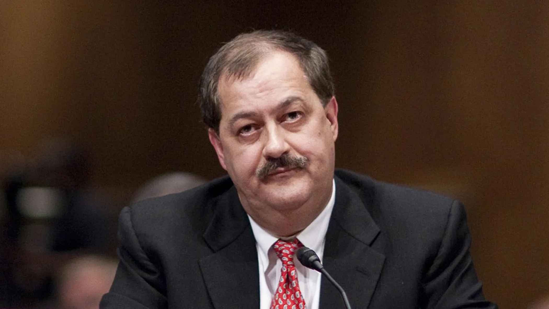 Massey Energy Chief Executive Don Blankenship listens during a Senate Appropriations Committee hearing on proposals to invest in mine safety programs, in Washington, D.C., on May 20, 2010.

