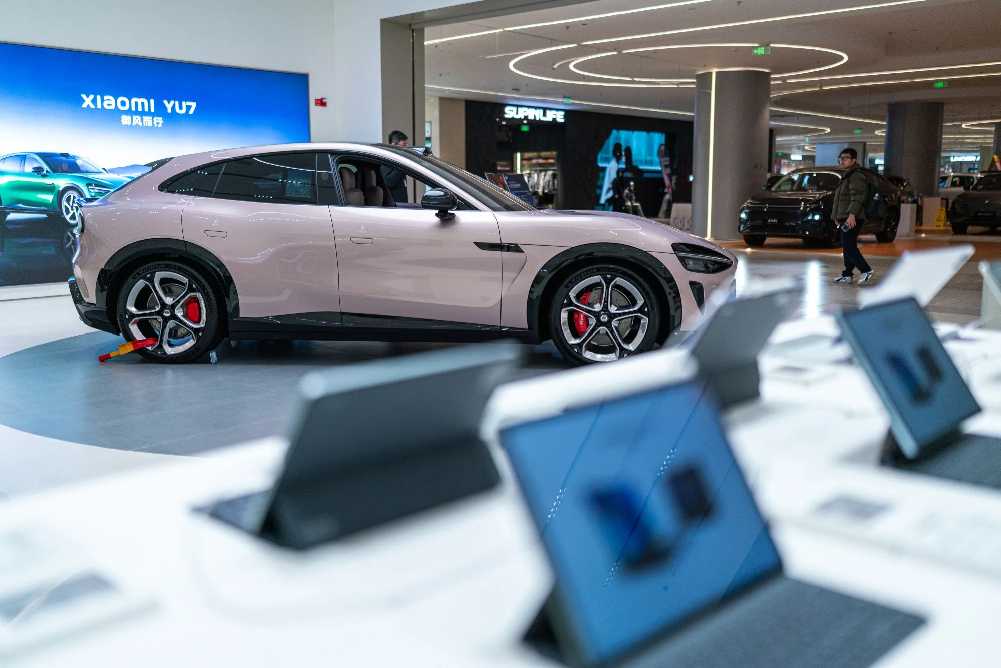 A Xiaomi Corp. YU7 electric vehicle at one of the company's stores in Beijing, China.