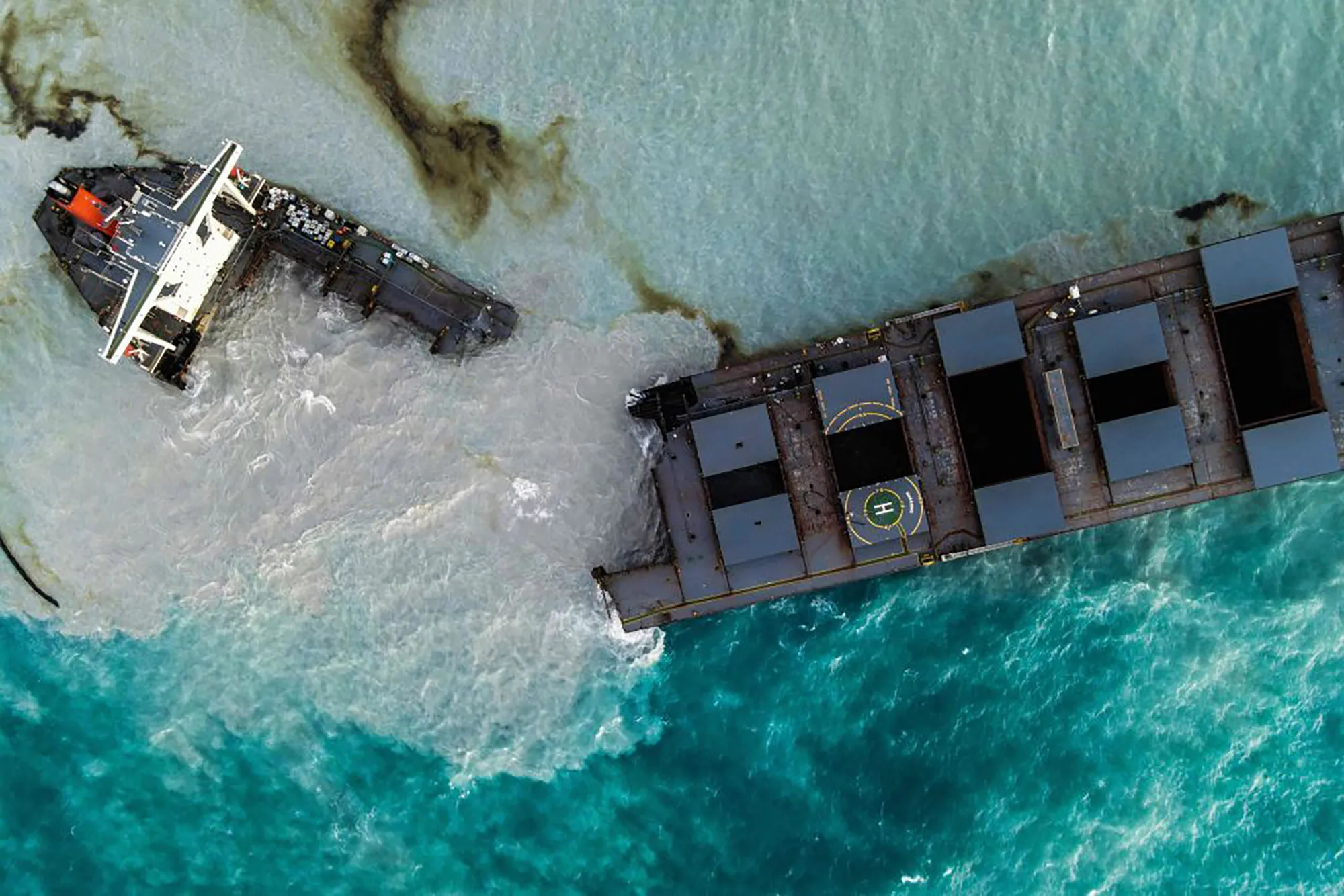 The MV Wakashio bulk carrier broke in&nbsp;two parts near Blue Bay Marine Park, Mauritius, in 2020.