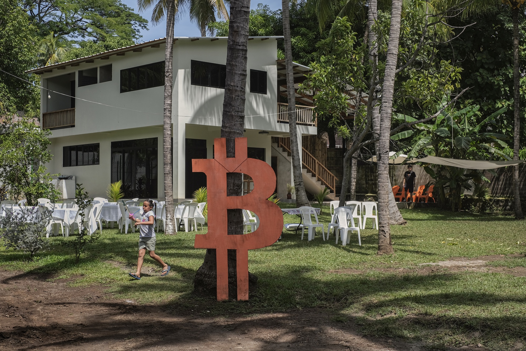 Bitcoin sign in El Zonte, El Salvador.&nbsp;