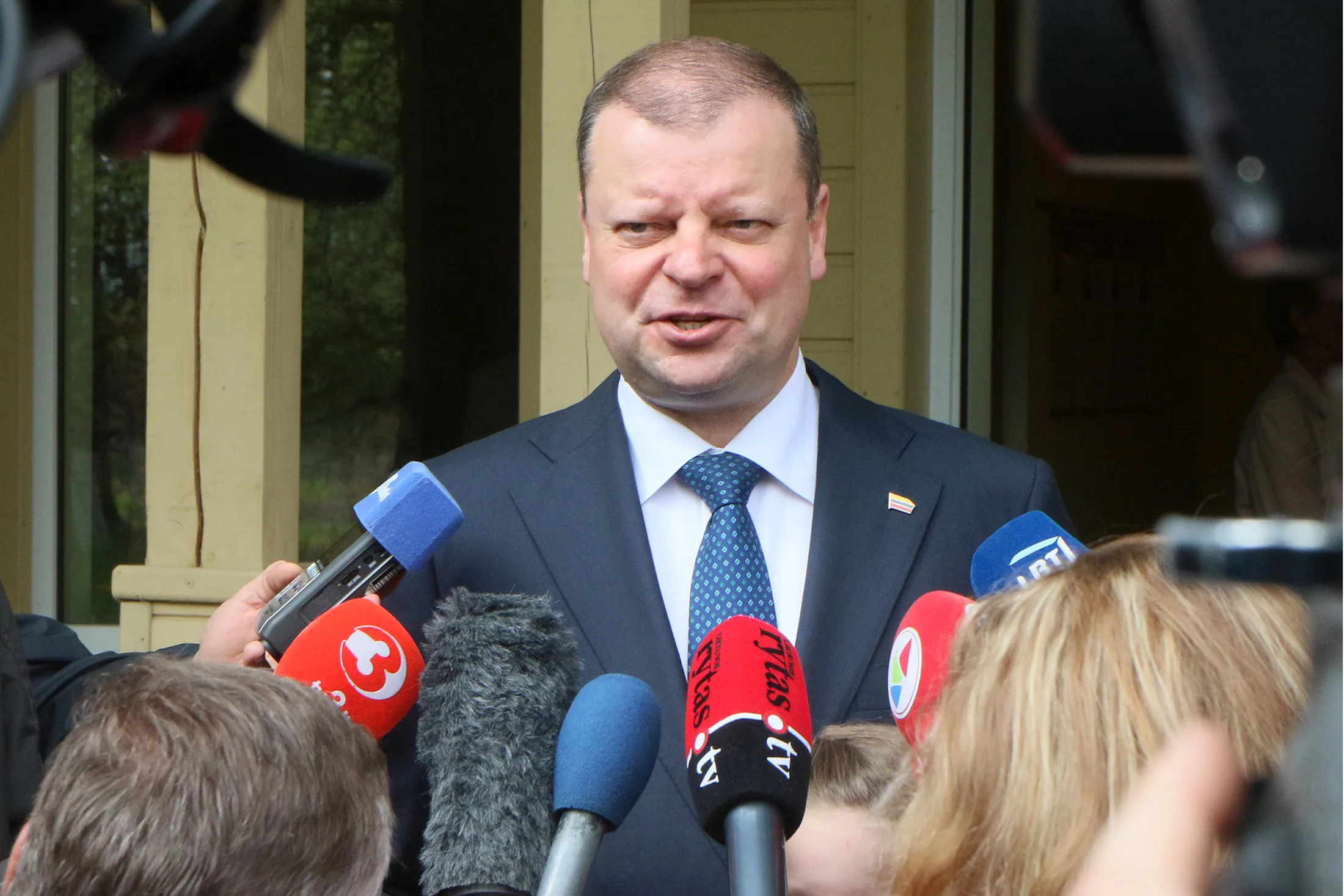 Saulius Skvernelis speaks on May 12.