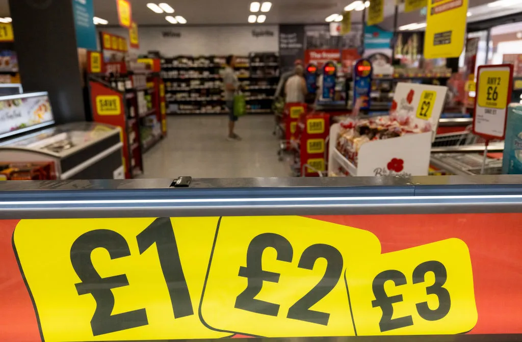 An advertisement above a freezer at an Iceland Foods Ltd. supermarket in Christchurch, UK.