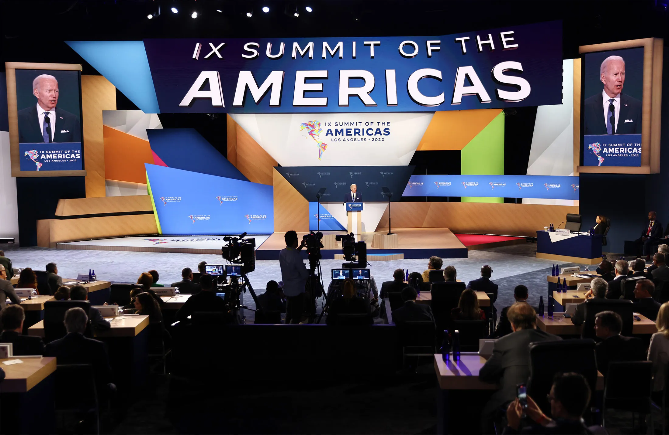 Joe Biden speaks during the Opening Plenary of the Summit of the Americas in Los Angeles on June 9.