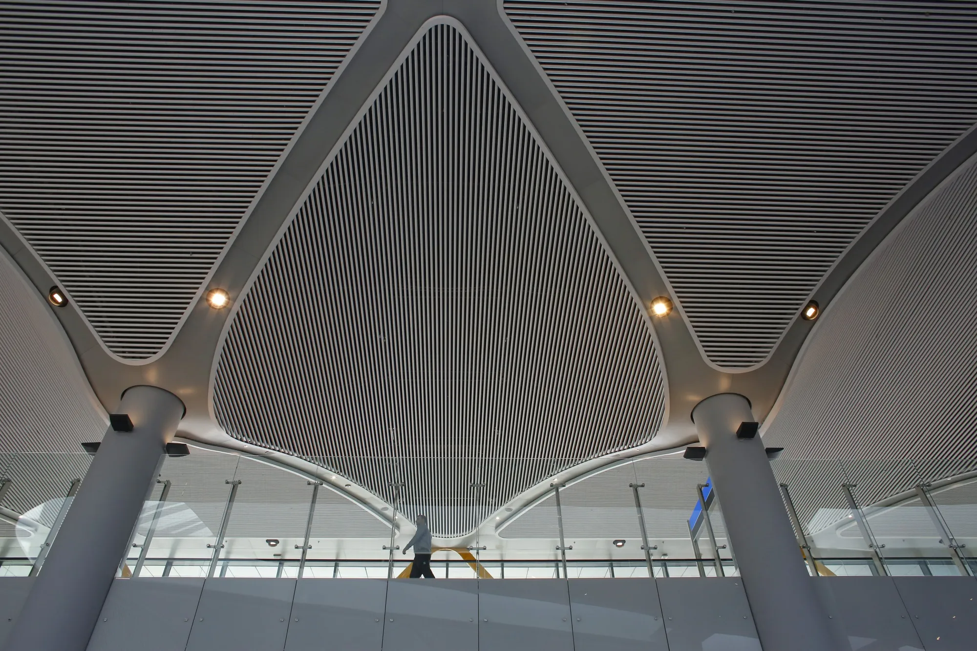 A security guard walks along an upper floor of Terminal 3 at Istanbul’s new airport.