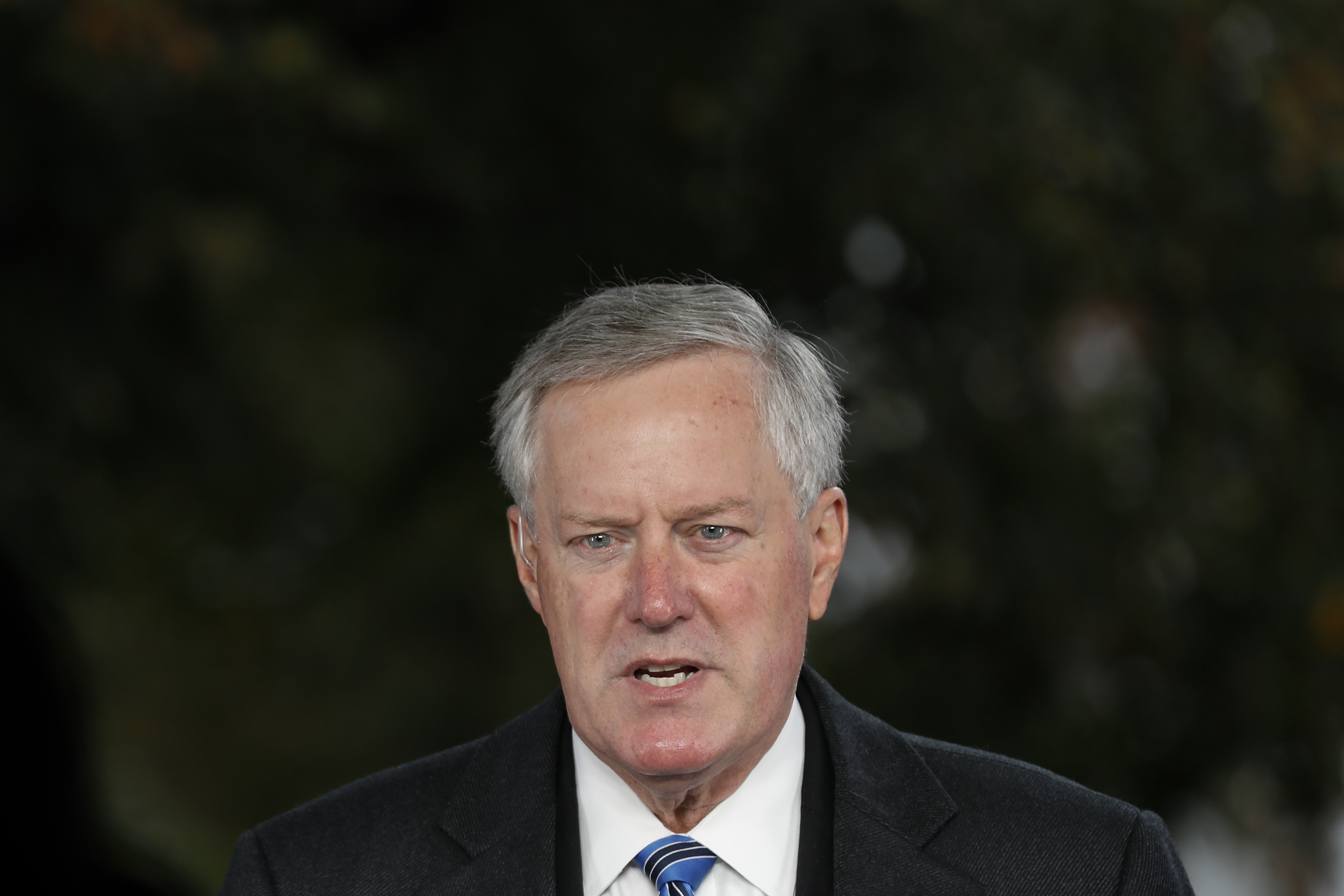 Mark Meadows on Oct. 25.&nbsp;Like most White House aides and the president himself, Meadows is rarely seen wearing a mask.