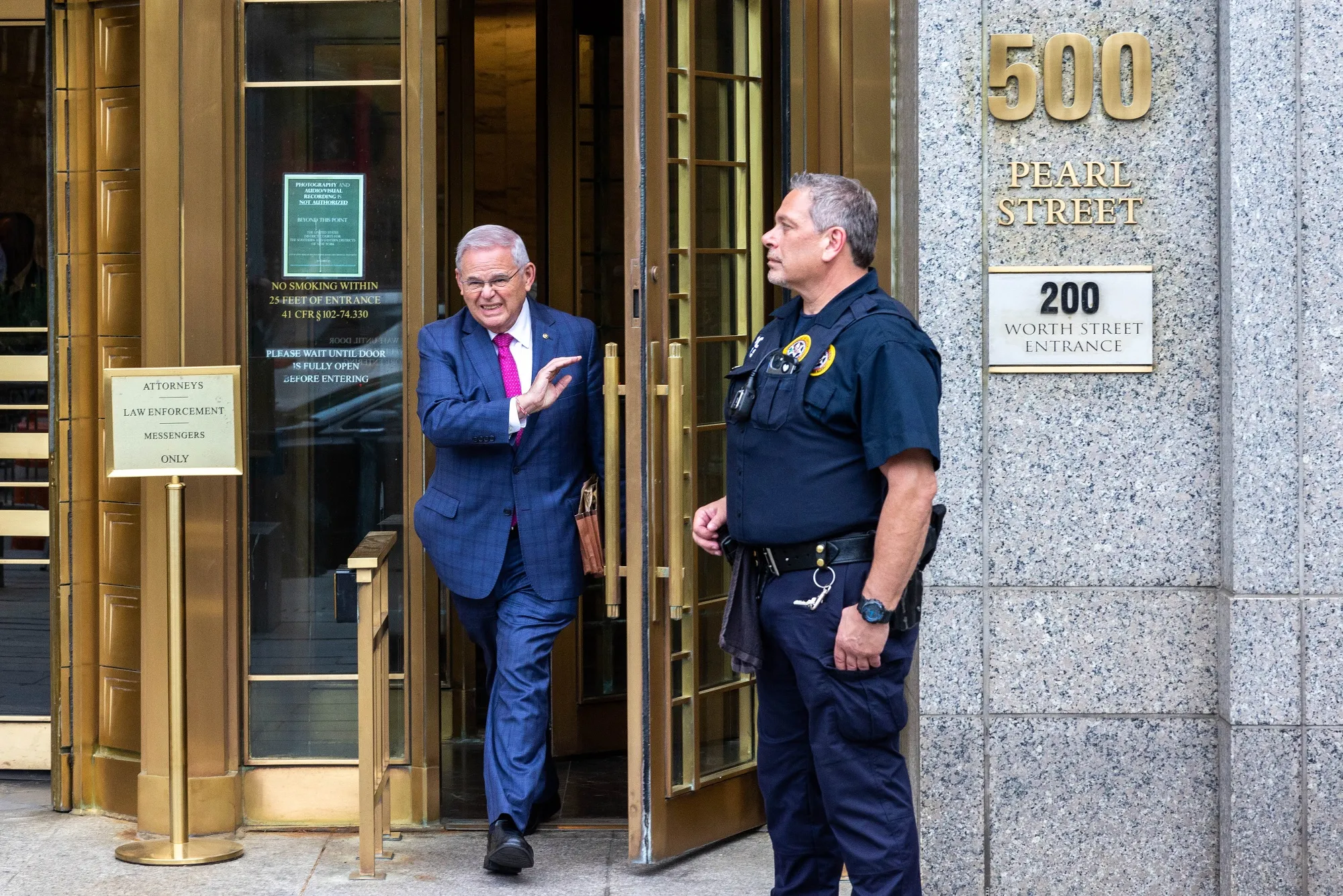 Robert Menendez&nbsp;exits federal court.