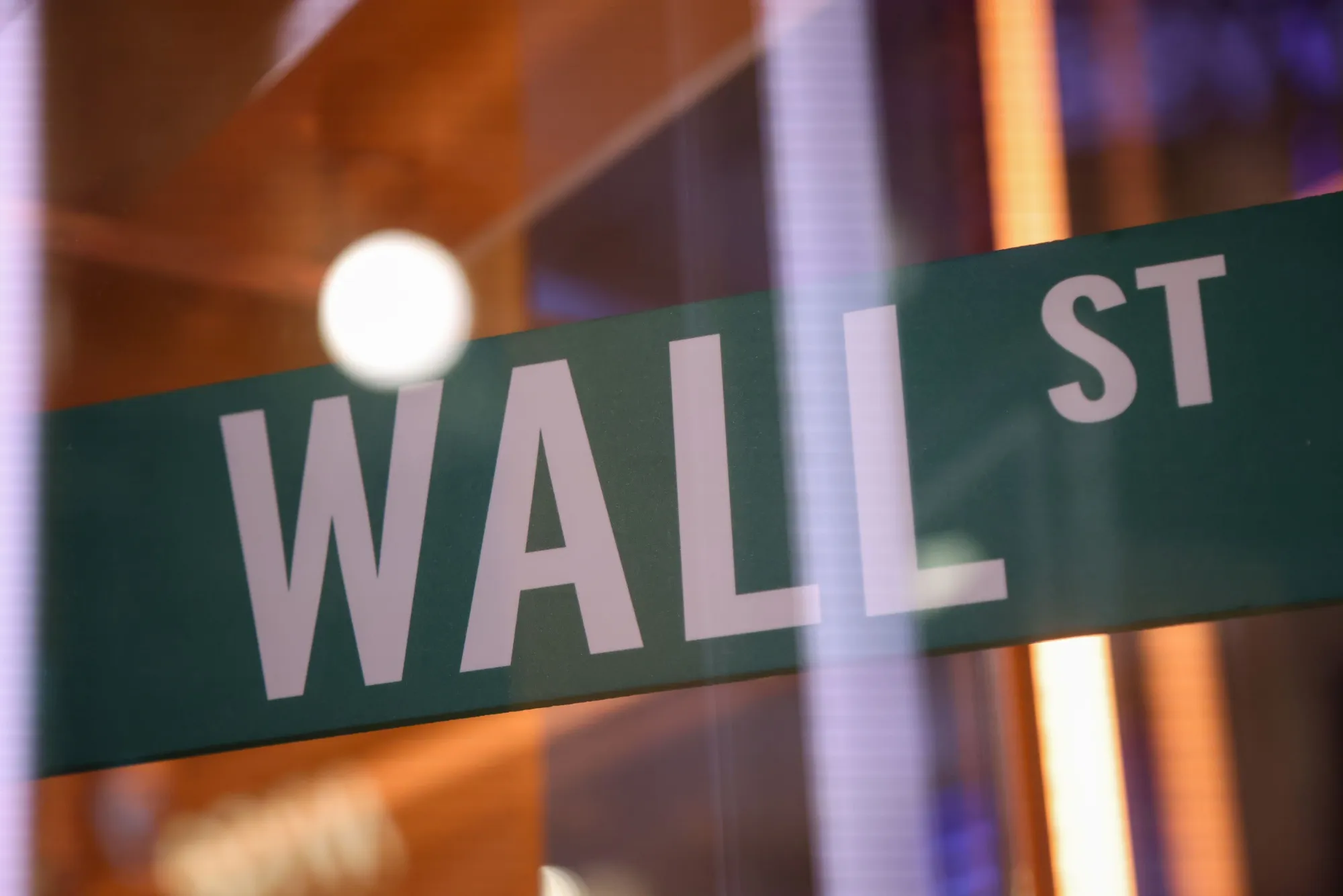 A Wall Street sign on the floor of the New York Stock Exchange.