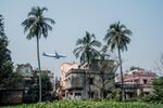 An IndiGo jet prepares to land at Netaji Subhas Chandra Bose International Airport in Kolkata.