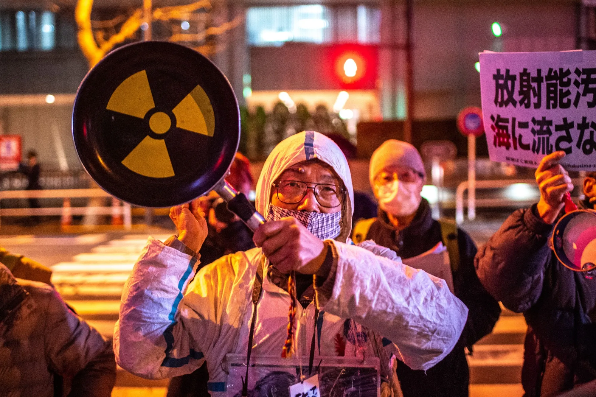 Protesters outside Tepco&nbsp;headquarters in Tokyo in March.