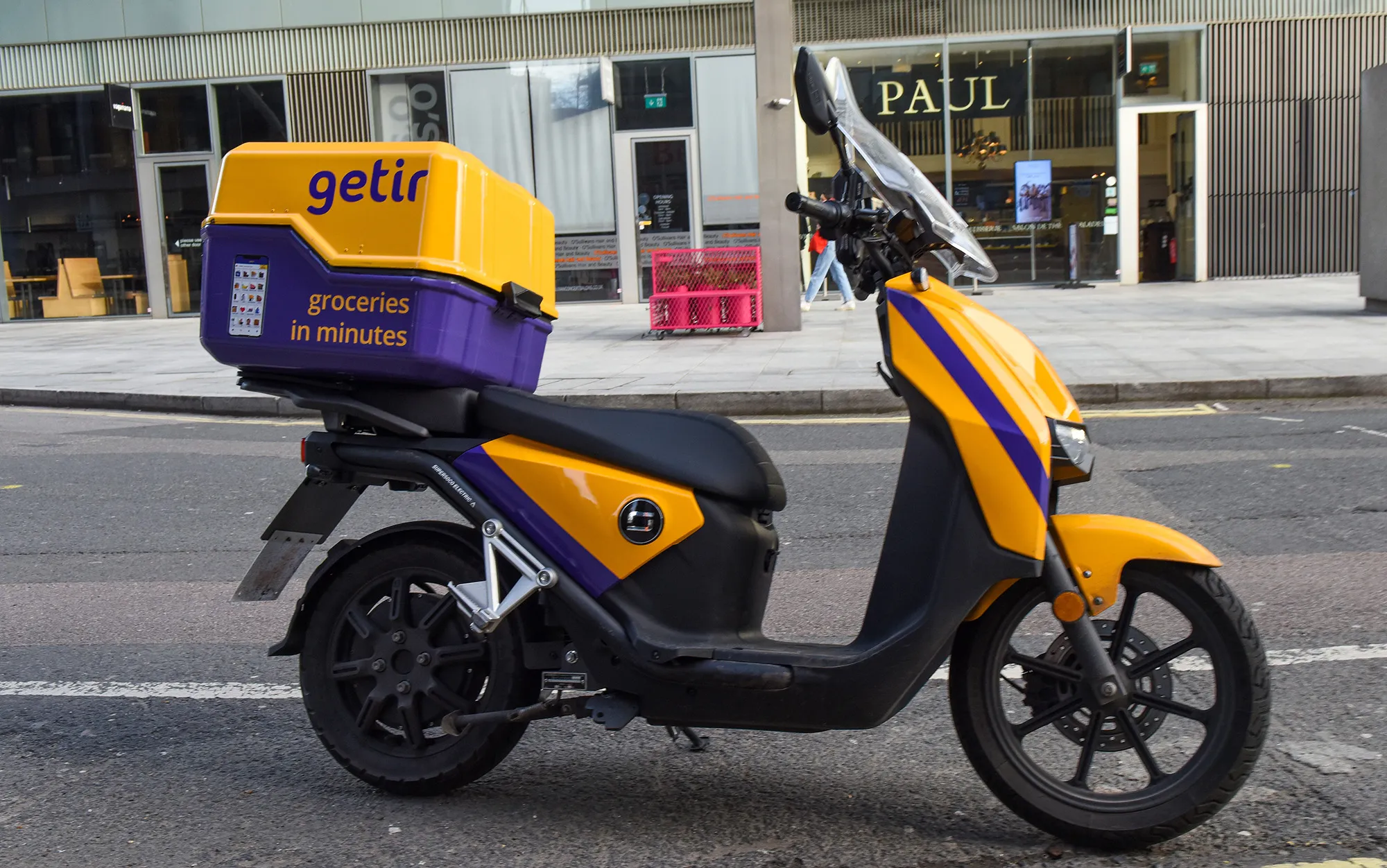 A Getir delivery scooter in central London.