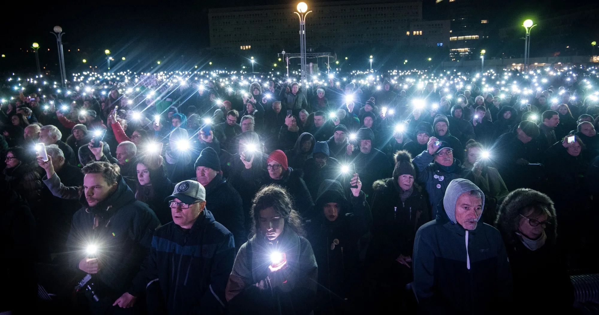 Vigil on the second anniversary of Jan Kuciak and Martina Kusnirova's murder in Bratislava, on Feb. 20, 2020.