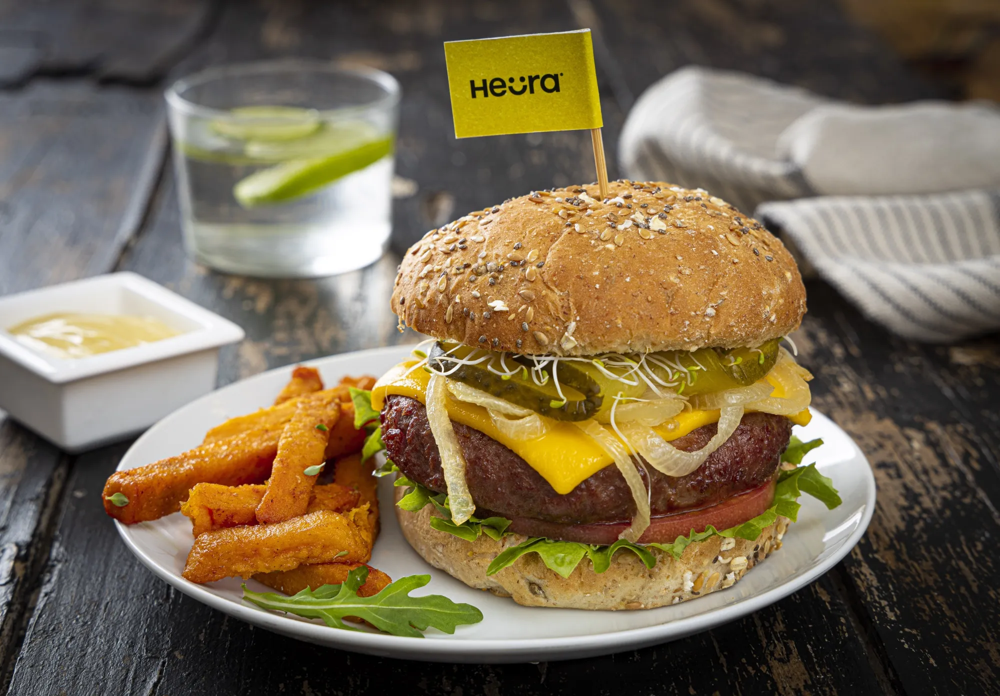 A Heura fake meat burger.