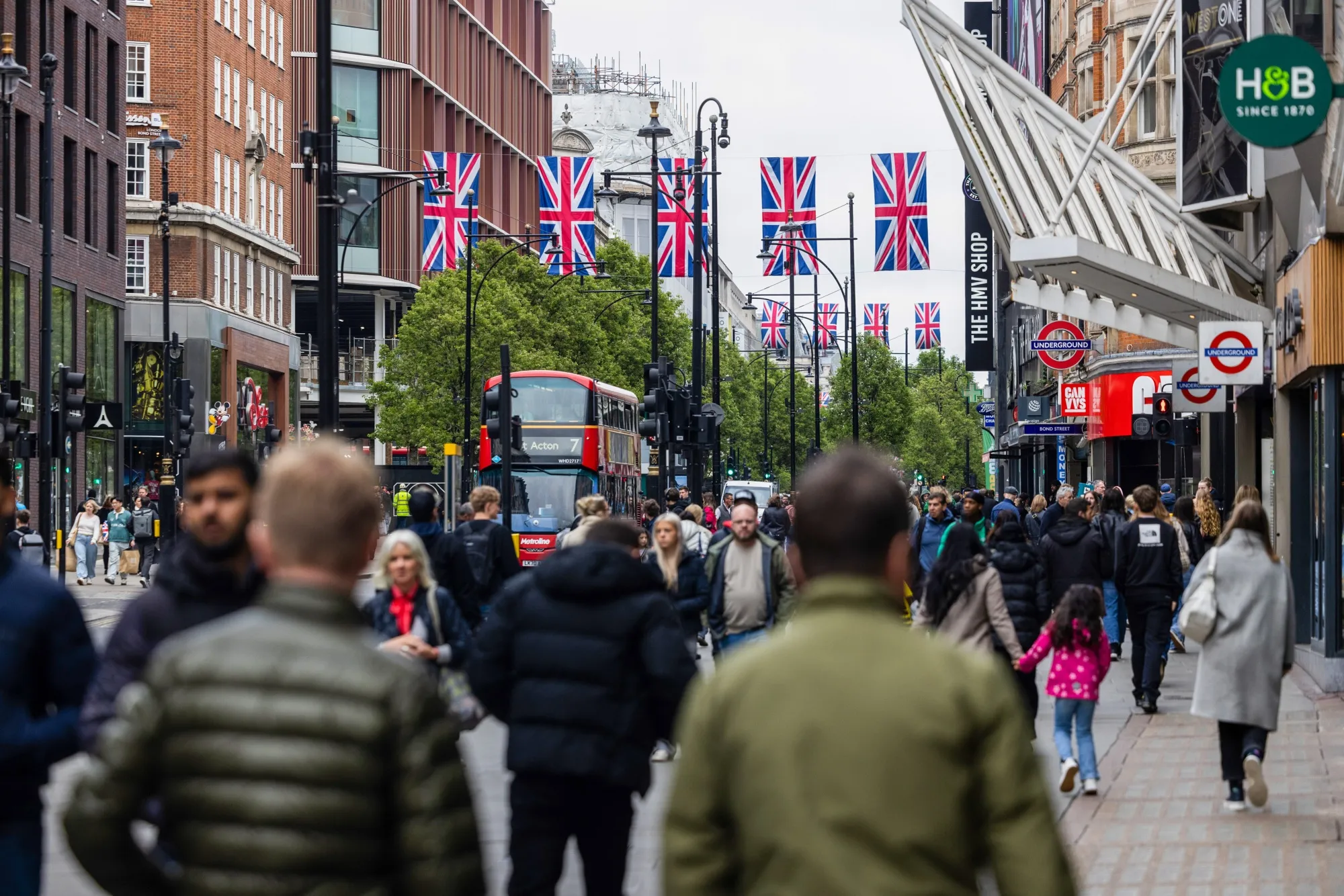 Shoppers on Oxford Street in London.
