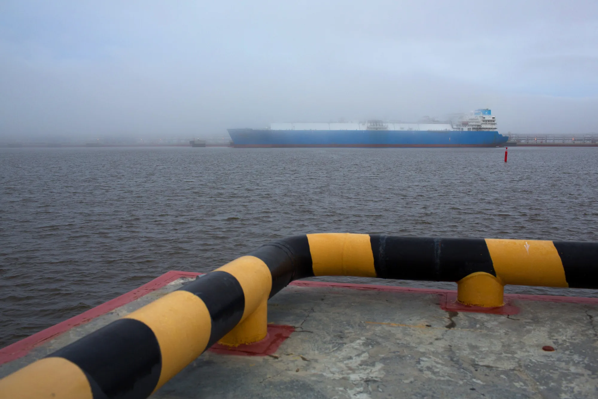 An ice-class tanker used for shipping liquefied natural gas in Sabetta, Russia.