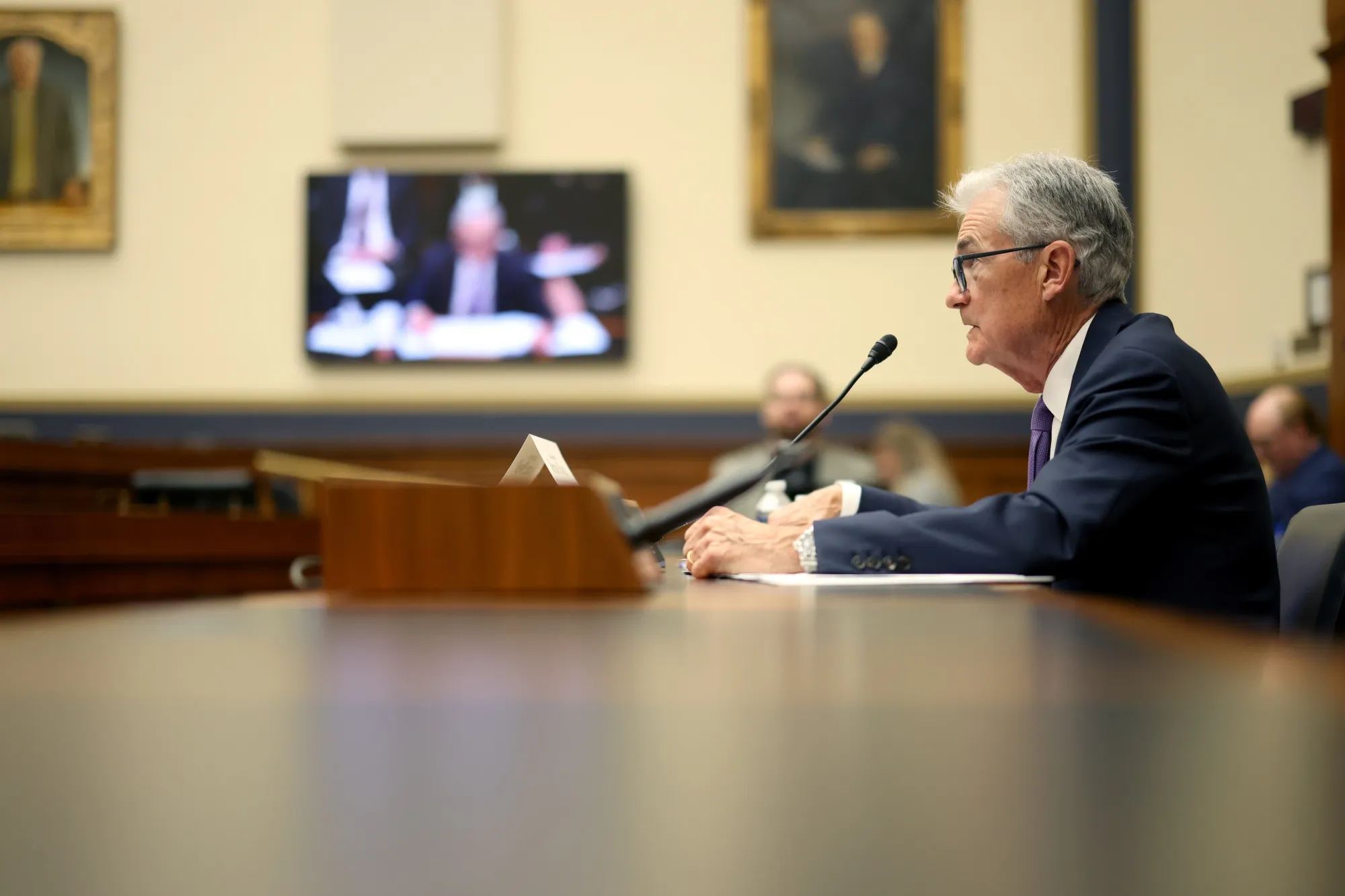 Jerome Powell, chairman of the US Federal Reserve, during a House Financial Services Committee hearing in Washington&nbsp;on&nbsp;March 6.&nbsp;