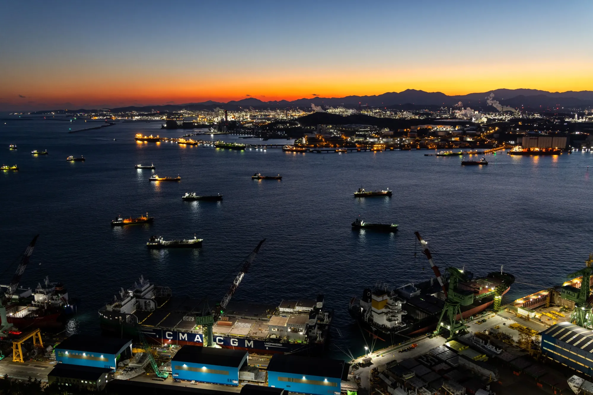 Tankers moored&nbsp;in Ulsan, South Korea.