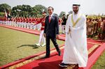 Joko Widodo with Crown Prince Sheikh Mohammed bin Zayed Al Nahyan duirng a state visit at the presidential palace in Bogor, July 2019.