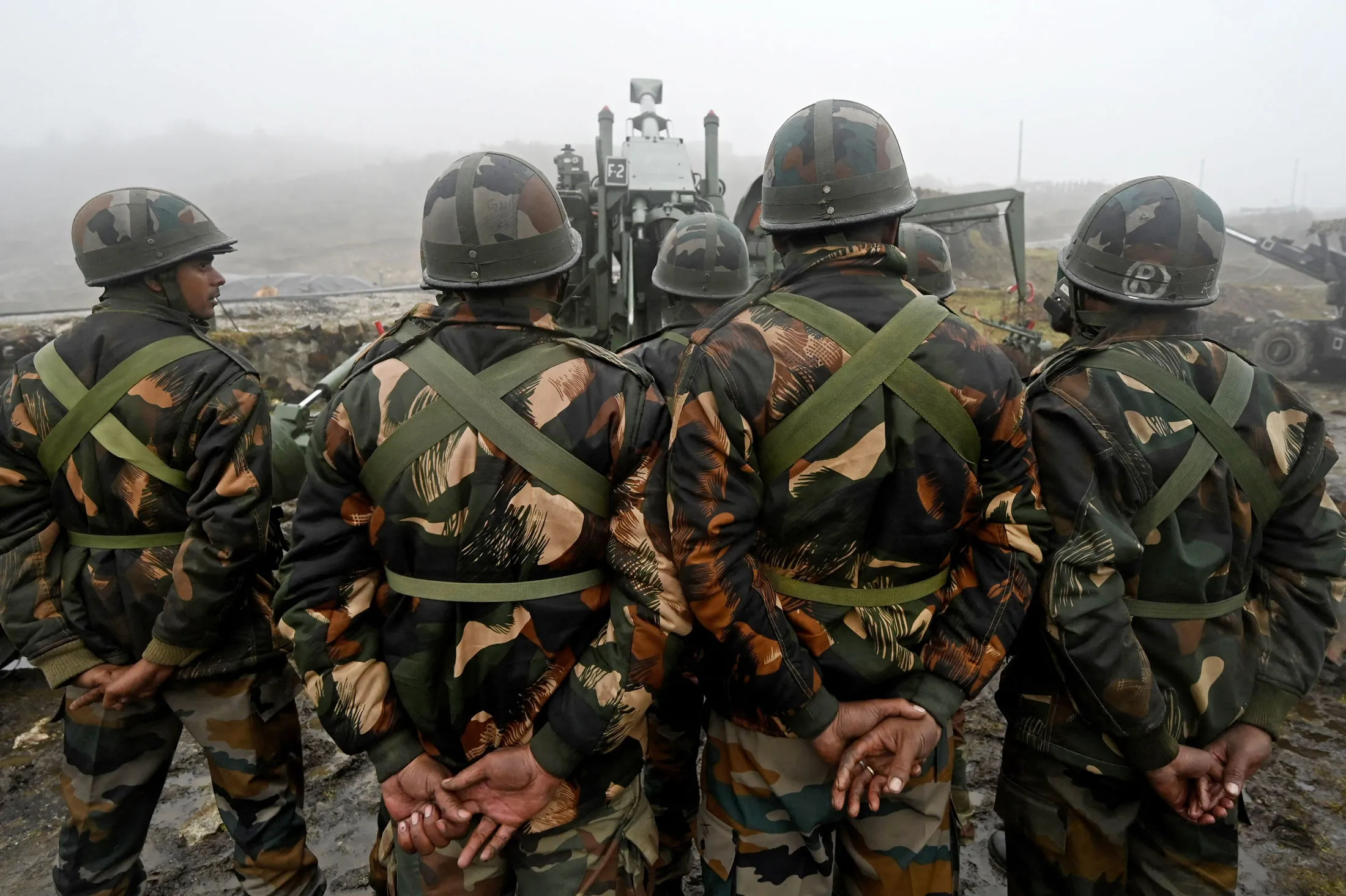 Indian soldiers near the border with China, in Arunachal Pradesh, India.