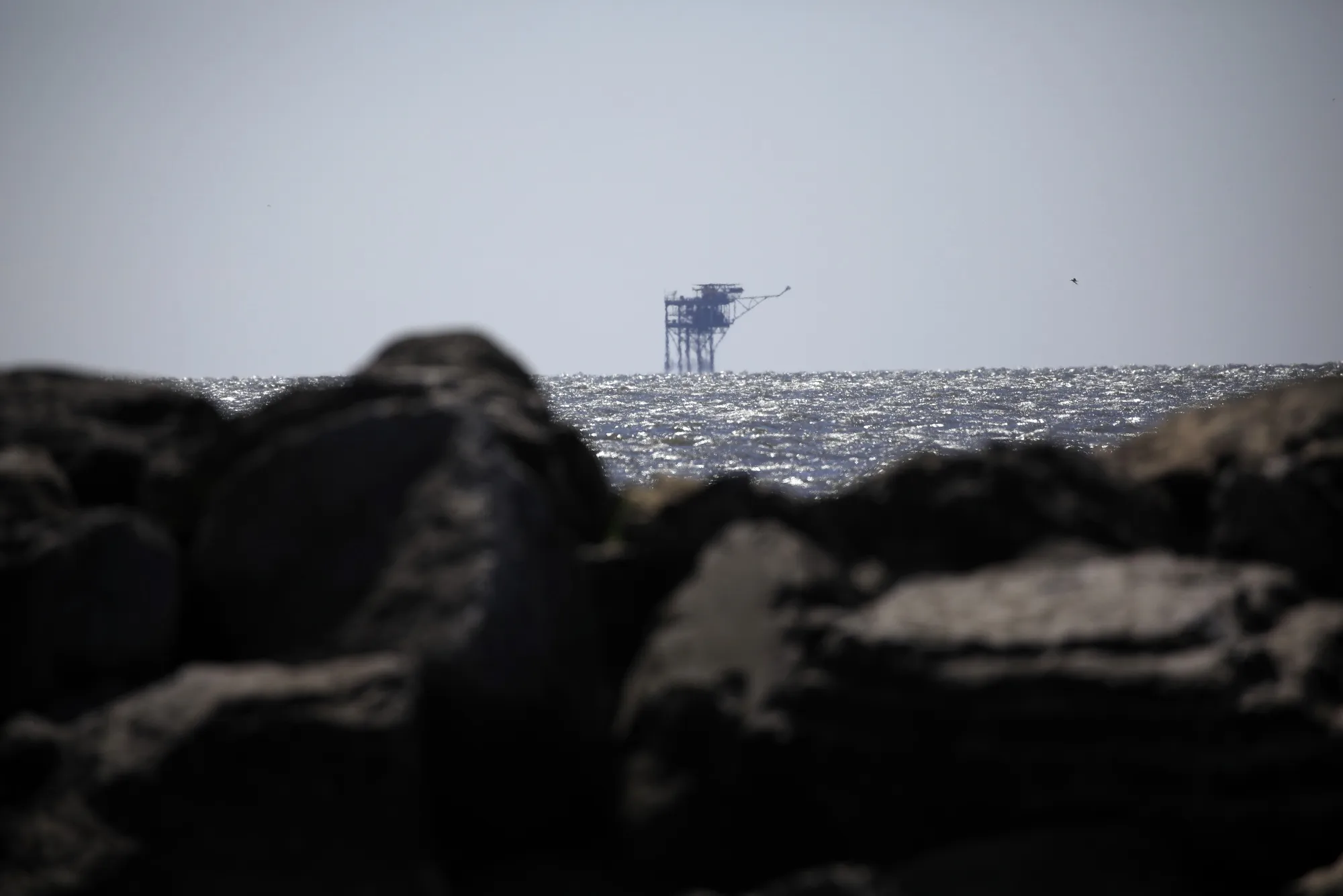 An offshore oil platform in the Gulf of Mexico.