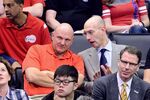 Steve Ballmer and NBA Commissioner Adam Silver attend an NBA game between the Oklahoma City Thunder and the Los Angeles Clippers at Staples Center on May 11 in Los Angeles