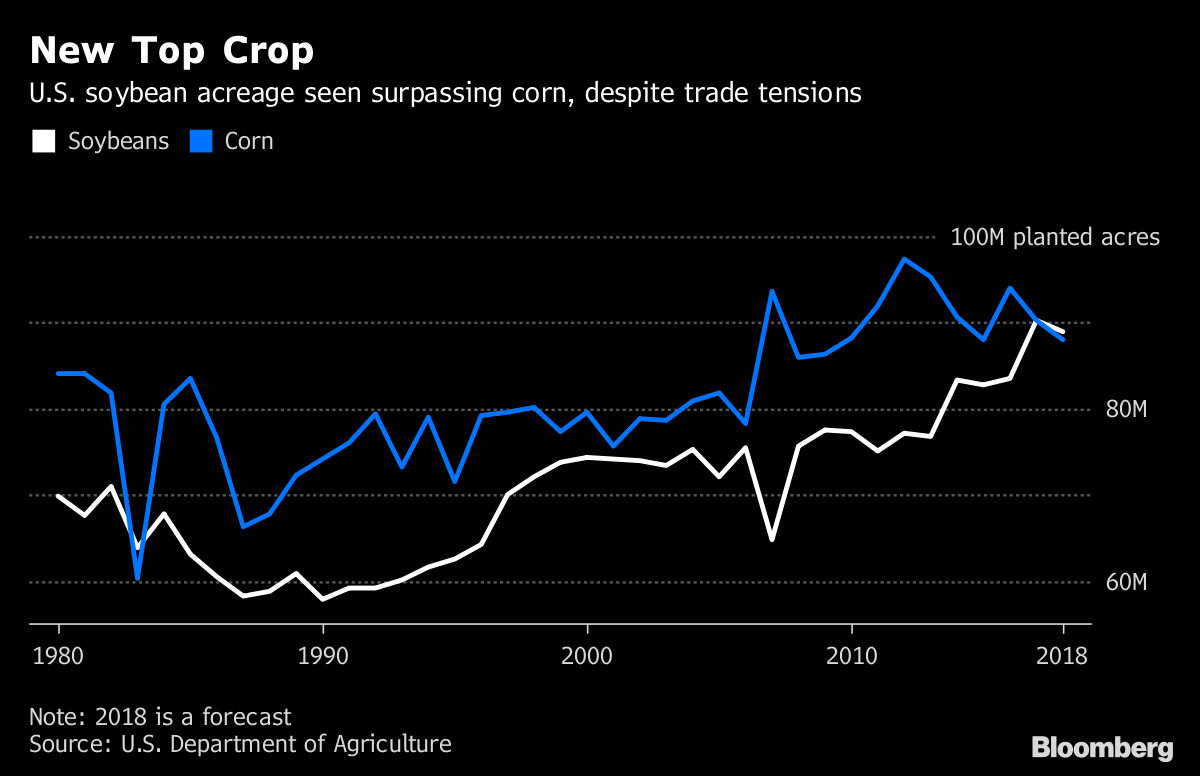 US Farmers Expect to Plant More Soybean Acreage than Corn Acreage