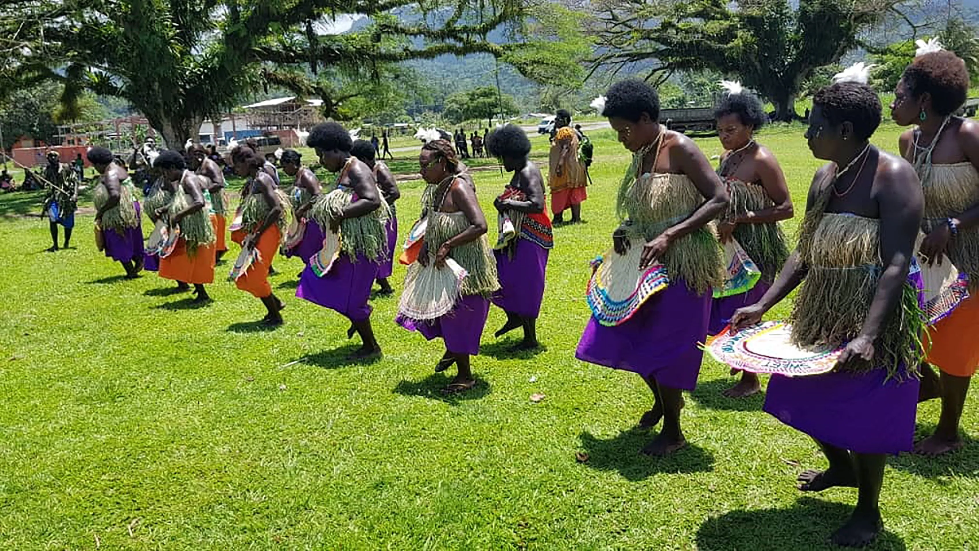 Women in tribal colours dancing at a Bougainville reconciliation ceremony ahead of independence referendum in Kokopo in East New Britain, in Nov. 2019.