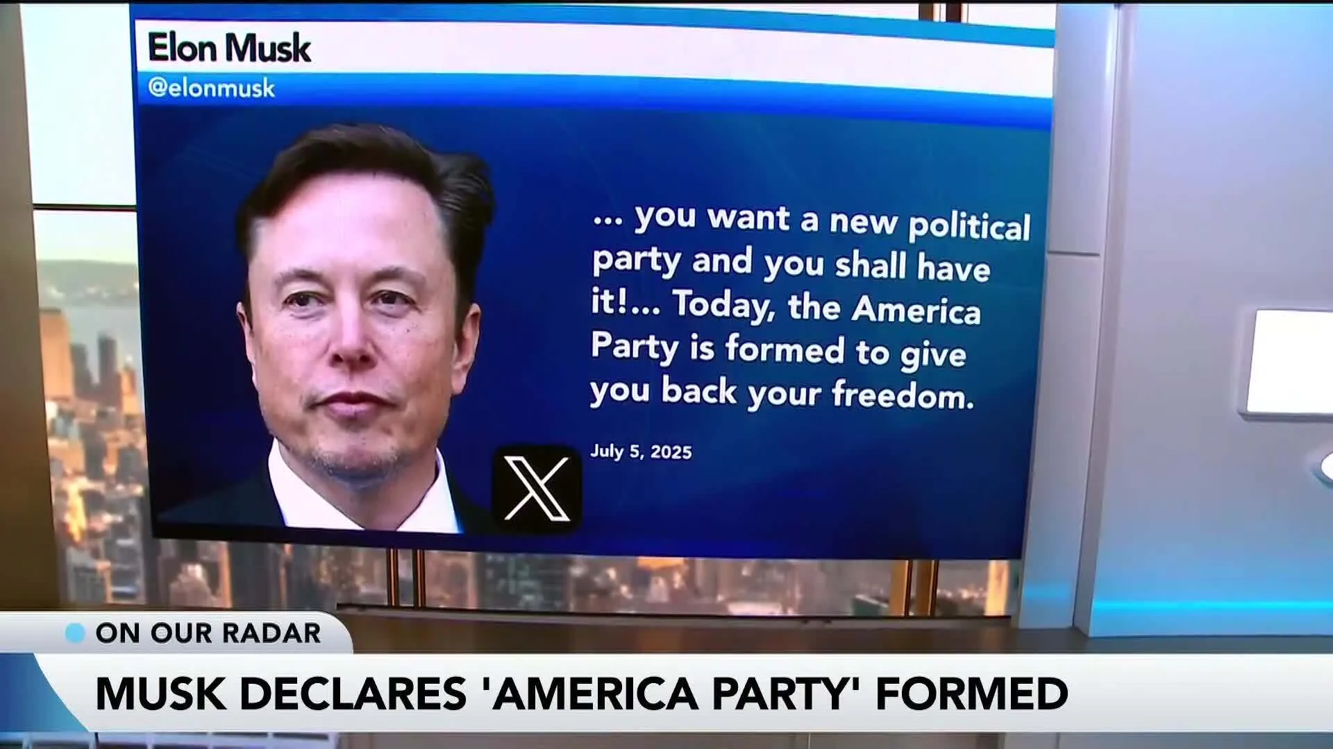 Watch Elon Musk Forms New Political Party - Bloomberg