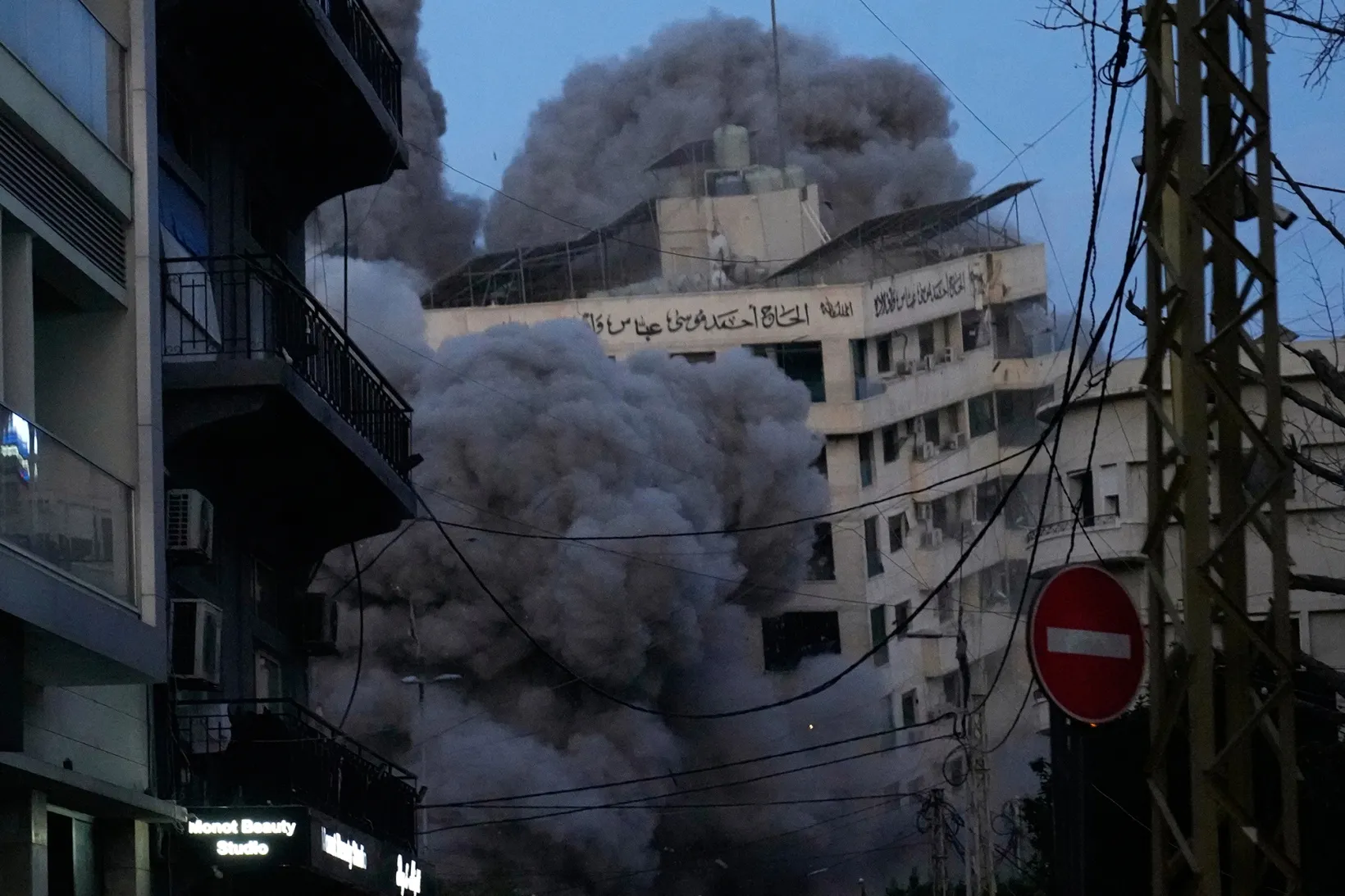 A building collapses&nbsp;following an airstrike in Beirut, Lebanon on March 18.