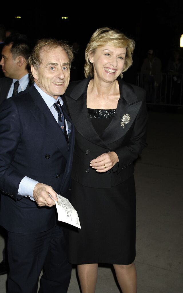 Tina Brown and Harry Evans at cocktail party in 2005.