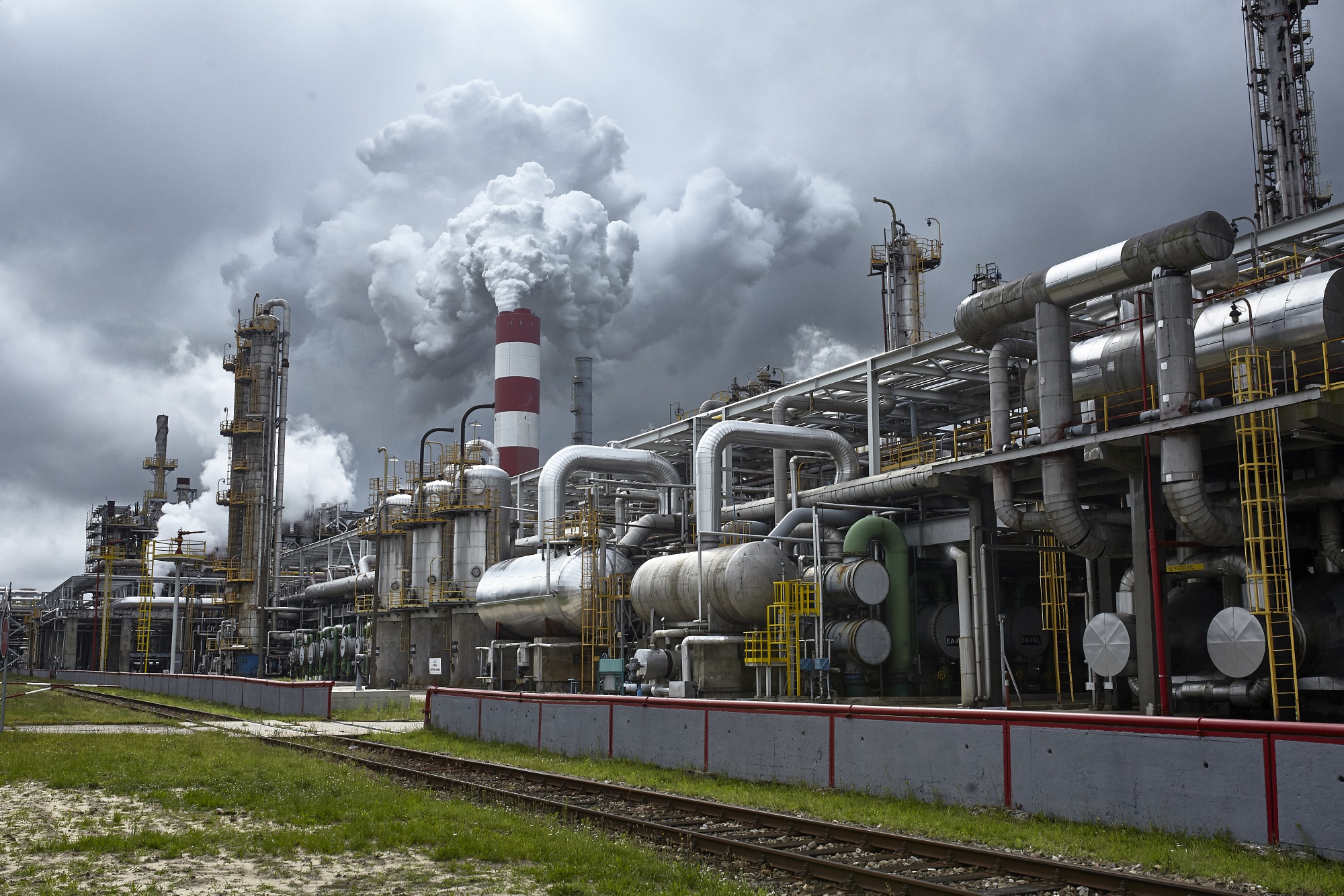 A smokestack at the PKN Orlen SA oil refinery in Plock, Poland, in 2020.