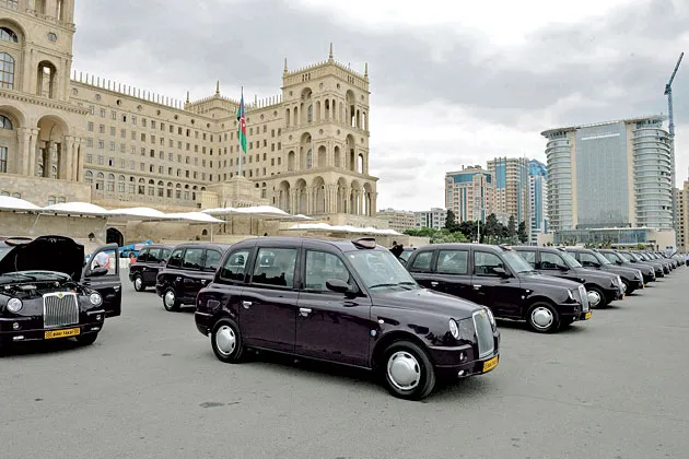 Violet taxis from Manganese Bronze will ferry visitors to the European song championship in Baku