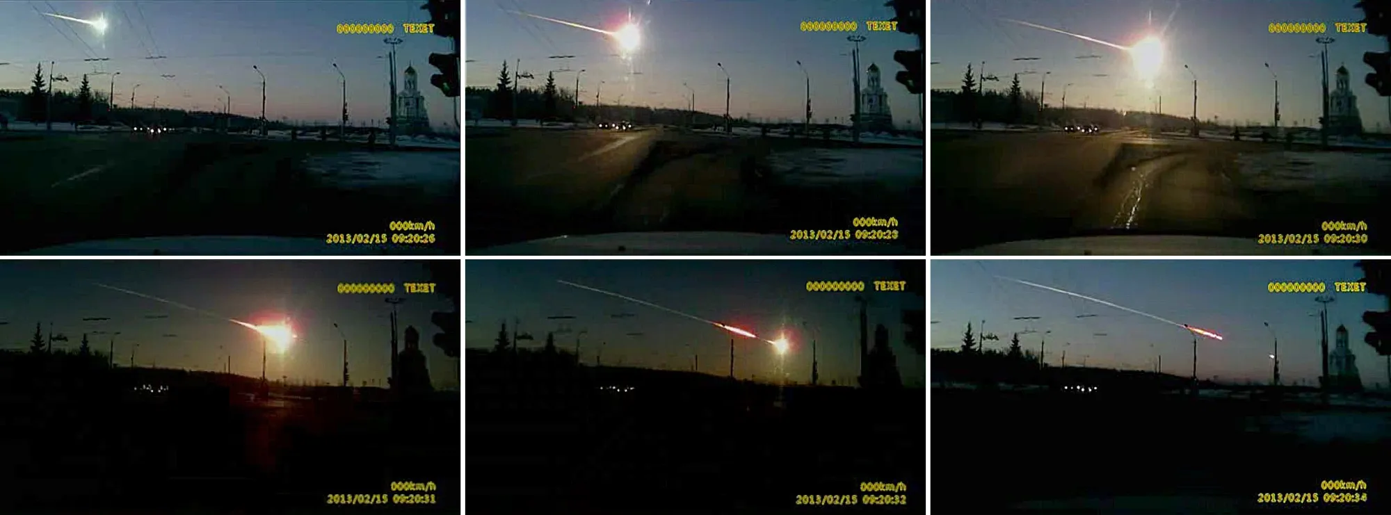 Dashboard cameras captured video of&nbsp;a meteor&nbsp;striking Chelyabinsk, Russia, on&nbsp;Feb. 15, 2013.