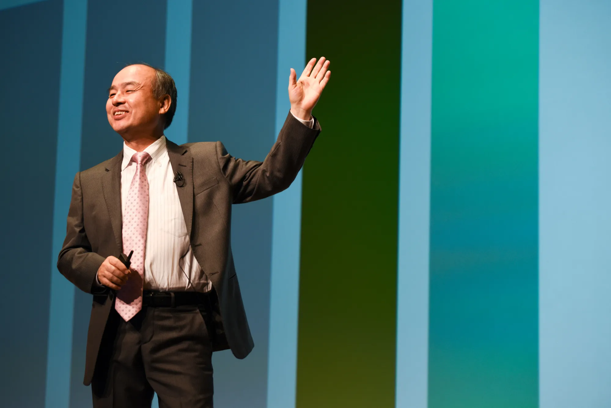 Masayoshi Son gestures while speaking during a news conference in Tokyo,&nbsp;on&nbsp;May 9.&nbsp;