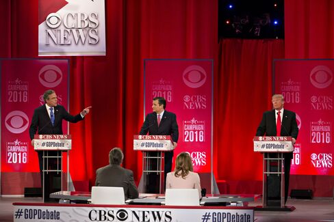Jeb Bush, Ted Cruz and Donald Trump
