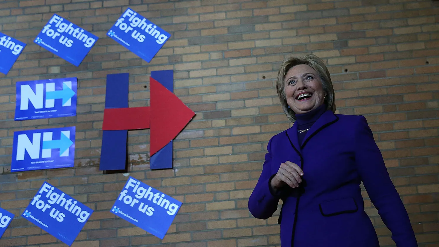 Democratic presidential candidate Hillary Clinton arrives at a canvas kickoff event at the YWCA of Manchester on Feb. 5, 2016, in Manchester, New Hampshire.
