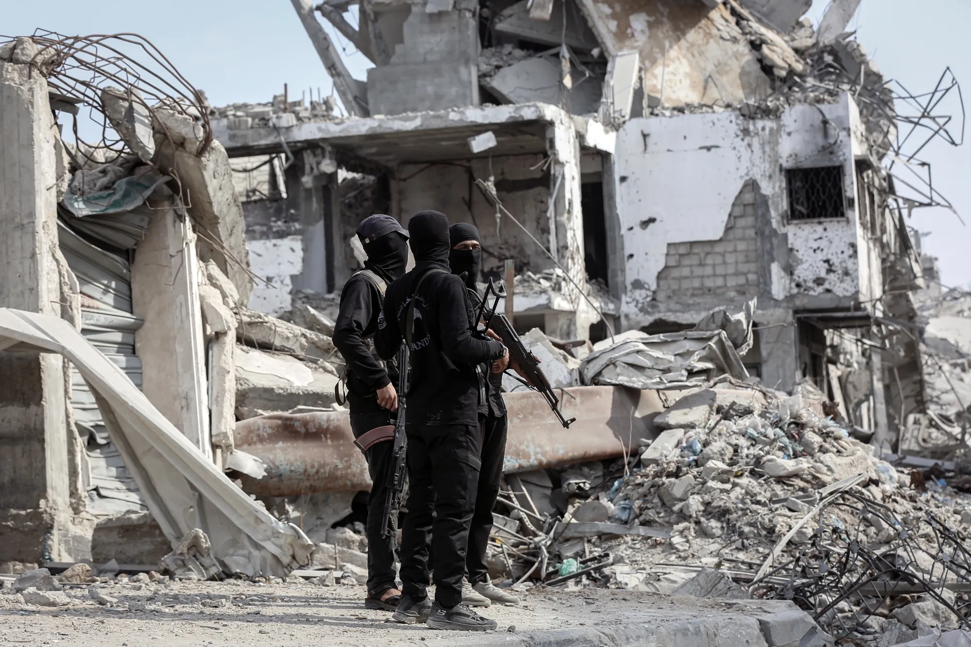 Hamas fighters in eastern Gaza.&nbsp;